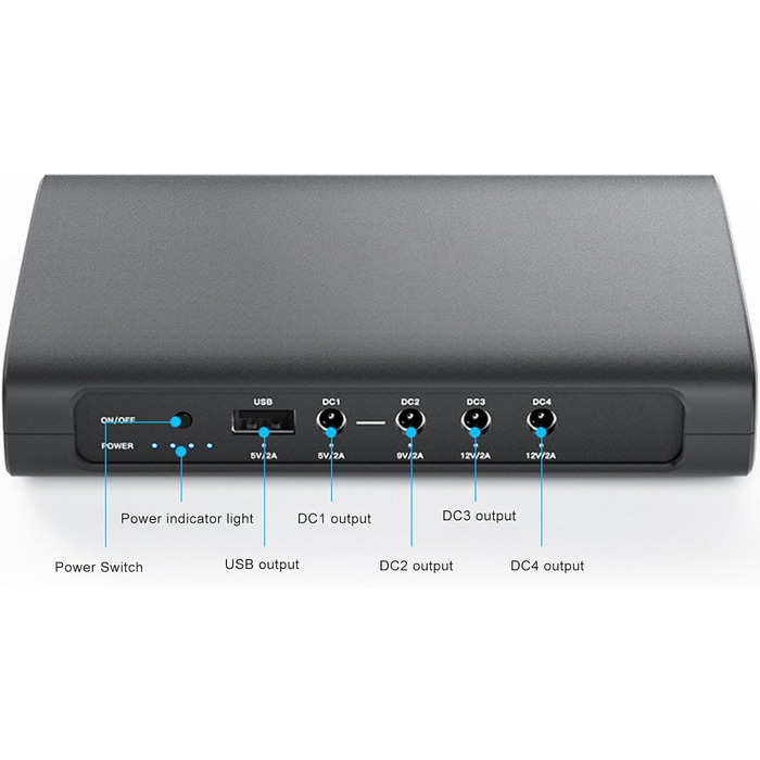 Портативний UPS з акумулятором 12000mAh (44.4WH) для роутера, камери WiFi, з USB-DC виходами, захист від короткого замикання (EU-штекер)