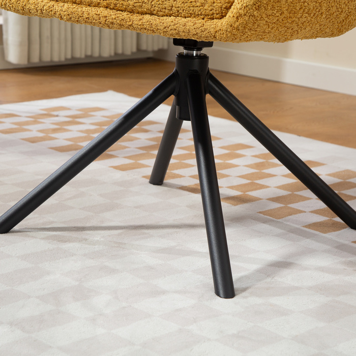 Крісло-шезлонг, м'яке крісло з комфортною сидінням, поворотне, приємне на дотик, витримує до 120 кг, жовте