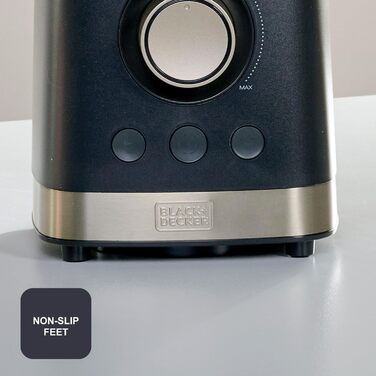 Блендер Black+Decker BXJB1201E 2200W з 2.2L скляною ємністю, 8 швидкостей, 6 нержавіюючих лез, функцією імпульсу, для приготування смузі та подрібнення льоду, LED-дисплей, система безпеки