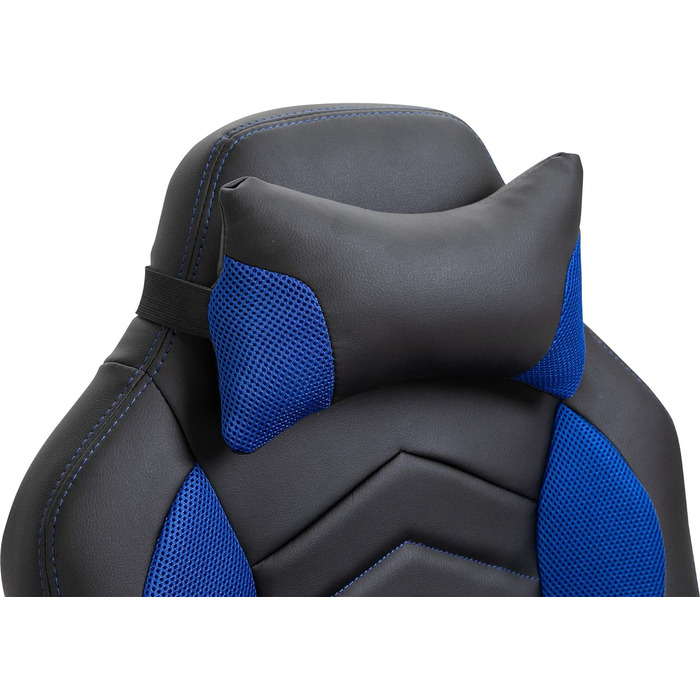 Офісне крісло HOMCOM Масажне крісло Функція масажу з 6 точками вібрації Ергономічне ігрове крісло з функцією нагрівання Штучна шкіра синій 68 x 69 x 108-117 см СинійЧорний