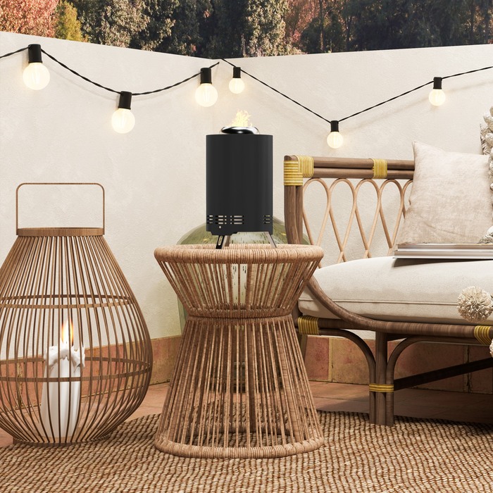 Вогнева чаша діаметром 16 см та висотою 25 см з нержавіючої сталі. Вогнева чаша з гачком для шампурів, без диму, чорного кольору.