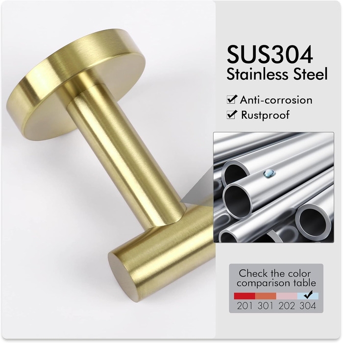 Тримач для рушників KES, стійка для рушників, нержавіюча сталь SUS304, настінний, 70 см, щіткова обробка, A2000S70B-2