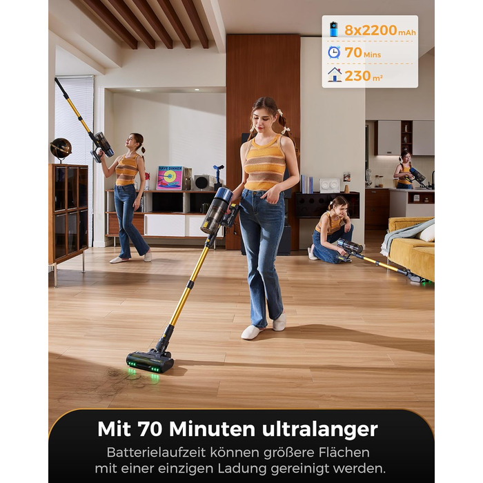 Бездротовий пилосос Proscenic P15: 55KPa, 580W, 70 хв, LED дисплей, антизаплутування, фільтр 6 шарів, для дому та авто