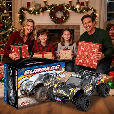 Радіокерований позашляховик FEIMUOSI 1:18 RC Car: LED, 2.4GHz, 2 акумулятори, 20 км/год, для дітей та дорослих (Чорний)