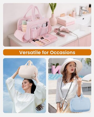 Сумка для косметики OVEVOOK для жінок, велика, з водонепроникним відділенням, рожева (L, блакитна)