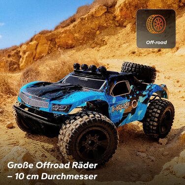 Overmax Hooligan RC 1:10 - Повнопривідний радіокерований автомобіль 35 км/год, 100 м, 2x1800 mAh, IPX5, LED, Металевий привід