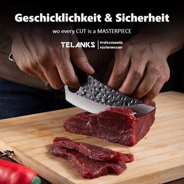 Японський кухонний ніж Rostfrei 15 см, з шкіряною піхвою, з нержавіючої сталі, з дерев'яною ручкою, для овочів та м'яса, чорний