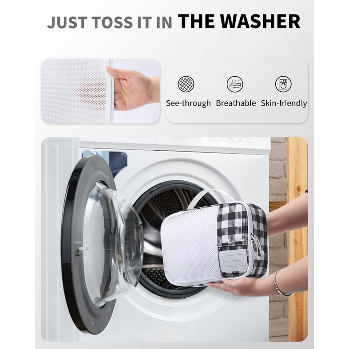 Набір органайзерів для валізи ECOHUB, 6 шт, дорожні компресійні сумки-кубики з ID-тегами, повітропроникні органайзери для одягу та рюкзака, чорно-білий колір