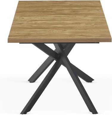 Розсувний обідній стіл B&D LARS 120-160 x 80 см для кухні/їдальні, стиль Industrial Modern, колір дикий дуб/чорний