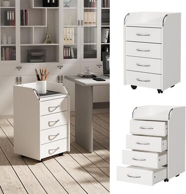 Роликовий контейнер Vicco Gwendolyn, білий, 40 x 36 см, з 4 висувними ящиками