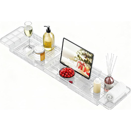 Підставка для ванни висувна, пластикова, з полицею для книг, водонепроникна, аксесуар для ванни (прозора)