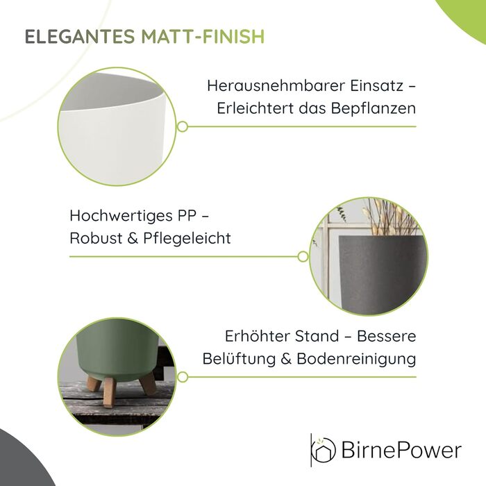 Плантатор BirnePower Gracia Slim 44,5 см – Сучасний горщик з ніжками, бетонна текстура, стійкий до УФ та погодних умов, елегантний кашпо для балкона, саду, інтер'єру – Антрацит, висота 44,5 см