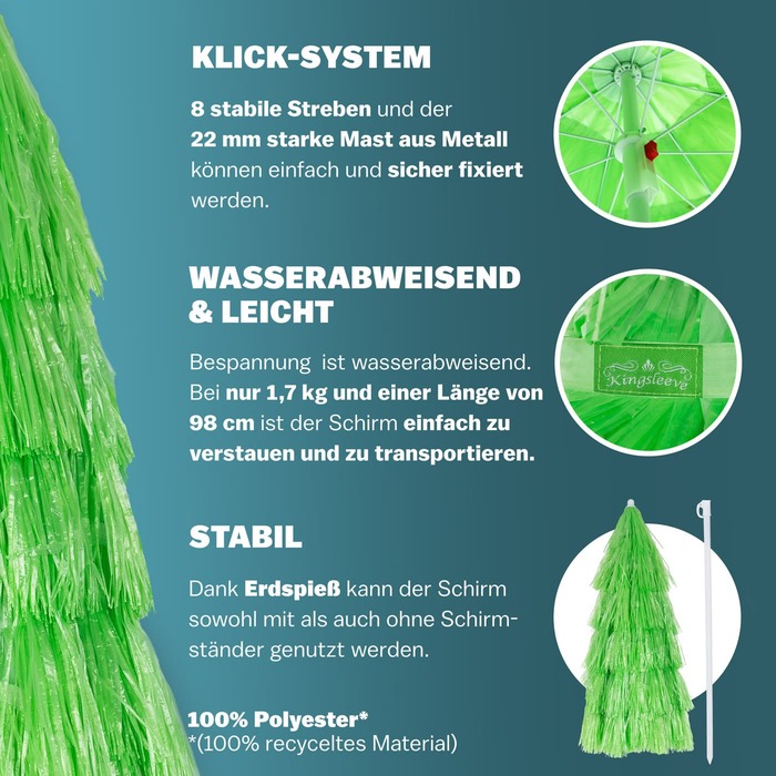 Парасолька Hawaii Green Ø160см Захист від ультрафіолету 30+