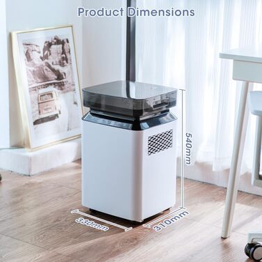 Електричний осушувач повітря з помпою: компресорний осушувач 80л/день, 8л бак, 400 м³/год, смарт гігростат, тихий, для підвалу/квартири/офісу/ванної кімнати/спальні, чорний & білий