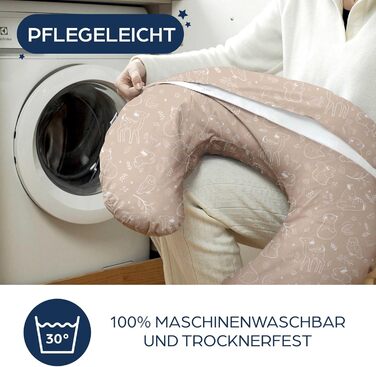 Подушка для вагітних XXL Niimo & подушка для годування - подушка для тих, хто спить на боці з чохлом з 100% бавовни, зручна подушка для дорослих, подушка для підтримки, (200 см x 70 см) (Бежевий Ліс, подушка для годування)