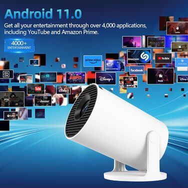 Портативний міні проєктор 4K з Wi-Fi 2.4/5G, Android 11, Full HD 1080P, HDMI, динамік (HY300Pro+)