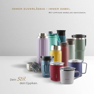 Термокружка EPPICAN EppiToGo з нержавіючої сталі, 350 мл, чорний матовий - для кави з собою, витривала, з герметичним клапаном