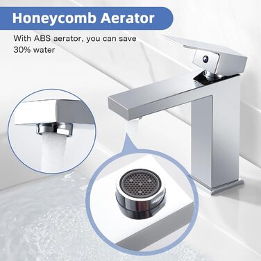 Змішувач для ванної кімнати на мийку, хромований, з висотою 164 мм, однорідний, з гарячою та холодною водою, G3/8