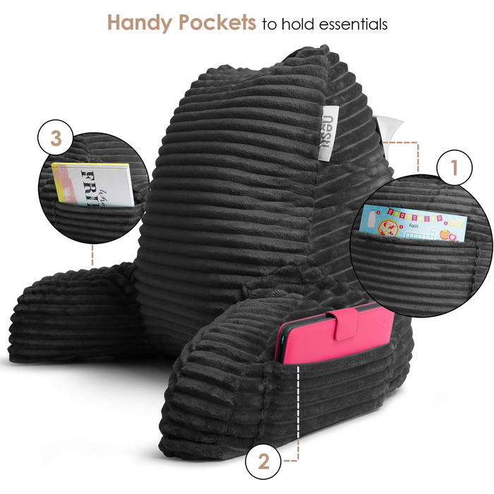 Подушка для читання Nestlé з подрібненим Memory Foam, розкішна подушка для спини та рук, регульована підтримка для дорослих та підлітків