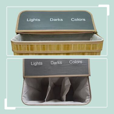 Кошик для білизни Relaxdays з бамбука з 3 відділеннями