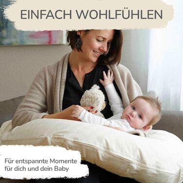 Подушка для годування Stillkissen XXL з органічної бавовни та наповнювачем з капоку | велика подушка для годування та пляшечки | вагітність, подушка для сну на боці | антиалергенна та тиха | 190x30 см, кремовий колір, перкал (М'ята, Перкал)