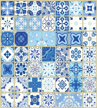 Набір підковдр для односпальних ліжок, Porto Ceramic Art Motif, захист від кліщів для алергіків, підходить з наволочкою, (200 x 200 см - 70 x 50 см, білий, синій, сірий, жовтий)