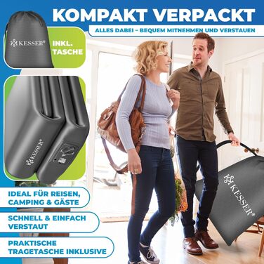Надувна матрац KESSER® з електричним насосом, 203x152.5x51 см, для дому та кемпінгу, сірий/антрацит