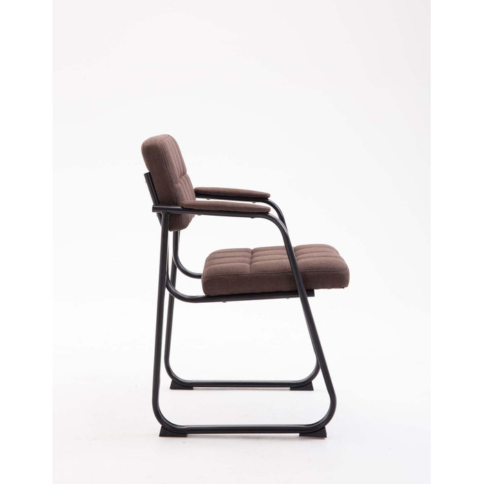Крісло для відвідувачів Canada B з м'яким сидінням та тканинним покриттям. Зручне крісло для зони очікування з підлокітниками та металевим каркасом, колір: коричневий