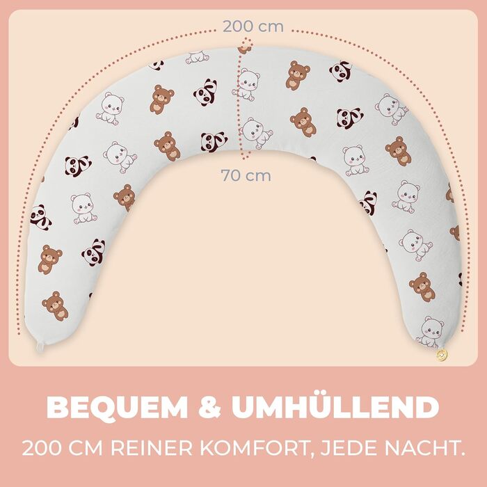 Підтримка для вагітних Stillkissen XXL 200x70 см. Подушка для годування та сну, бамбук, ергономічна, для вагітних та годуючих, з бавовняним чохлом, 100% бавовна, багатофункціональна