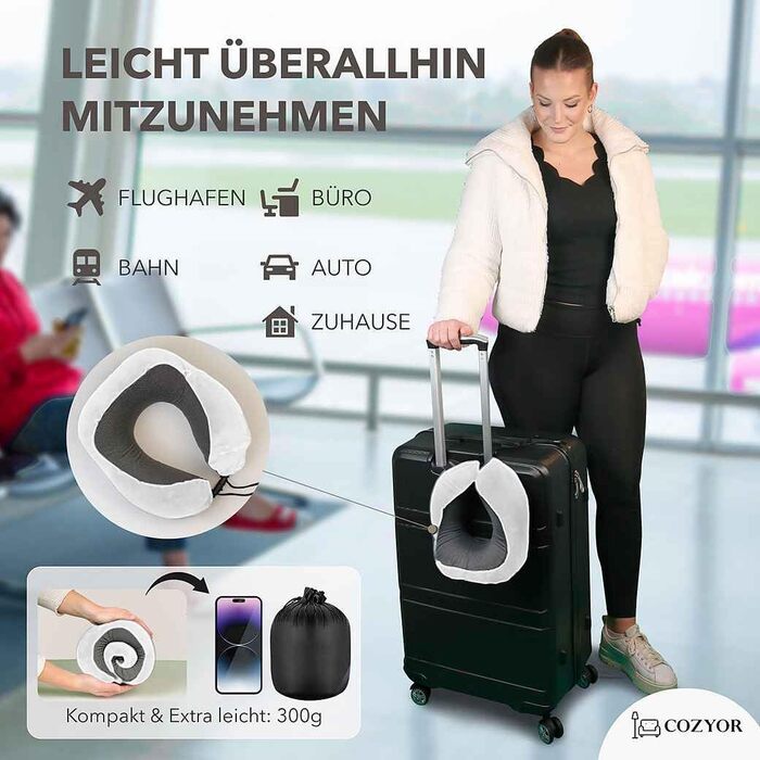 Набір для подорожей Cozyor 4 в 1: подушка для шиї, маска для сну, подушка для подорожей та ковдра 2 в 1, навушники, з кріпленням для рюкзака та валізи, червоний