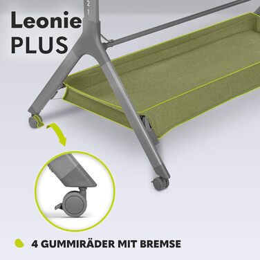 Дитяче ліжко Lionelo Leonie Plus 3 в 1 (ліжко, приліжкова колиска, гойдалка) сірого кольору, до 9 кг, з регулюванням висоти, повітряні стінки, знімною бічною панеллю, коліщатка з гальмом, великий кошик