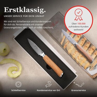 Ніж кухонний Wakoli з дамаської сталі (VG10) з 20 см лезом – гострий та збалансований – ніж з ручкою з оливкового дерева в подарунковій коробці – ніж кухарський для професіоналів та любителів (ніж для шаткування)