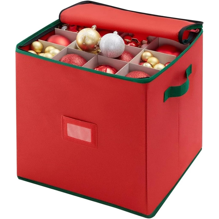 Коробка для зберігання новорічних кулі (64 шт.), органайзер для прикрас, 33x33x33 см