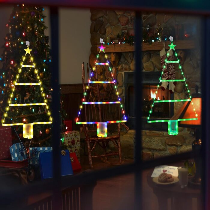 Різдвяні гірлянди Moxled Зовнішня батарея, світлодіодні сходові гірлянди з таймером, 8 режимів, водонепроникна ялинкова прикраса (зелена, 61 см)