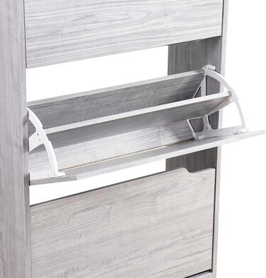 Стеллаж для взуття BAKAJI з МДФ, 4 дверцята, компактний, 63x24x150 см, зелений та дуб