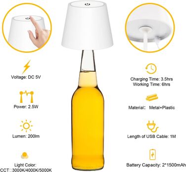 Акумуляторна LED-лампа Antela для дому та вулиці, диммер, 3 кольори, IP44, метал, 2 шт.