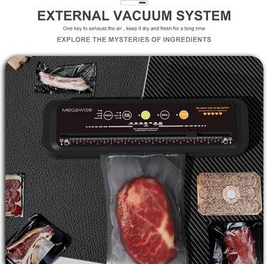 Вакууматор для продуктів MegaWise — потужна компактна машина для вакуумного запакування їжі, автоматична, One-Touch