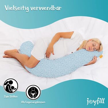 Подушка для годування Joyfill® Premium з мікроперлин - ідеальна для сну та годування | Зручна та тиха подушка для сну на боці | Виготовлено в Німеччині | Подушка для годування (170см, сніжинки)