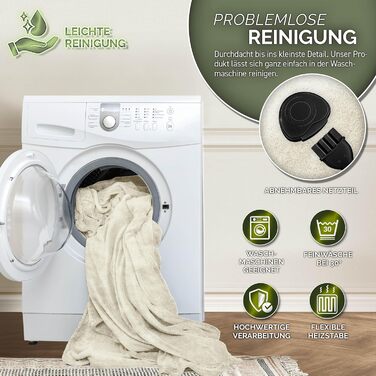 Електрична гріюча ковдра 200x180 см з таймером та 9 рівнями нагріву | Ковдра електрична для ліжка та дивану | Бежева