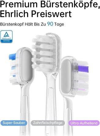 Електрична зубна щітка Laifen Wave: звукова, з вібрацією та осциляцією, 3 насадки, IPX7, біла (ABS)