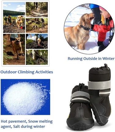 Захист лап AQH для собак, захист лап для взуття для собак Водонепроникна з захистом від стирання, всередині міцна протиковзка і еластична конструкція для собак (8) Широкий розмір 8 7,1-7,6 см