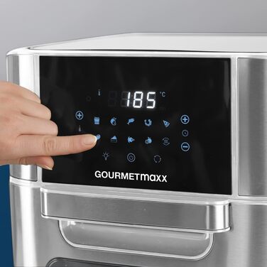 Фритюрниця GOURMETmaxx Digital XXL 12 літрів з нержавіючої сталі Смаження у фритюрі без жиру, аксесуари можна мити в посудомийній машині Елегантний дизайн, універсальні функції, 10 програм і функція таймера