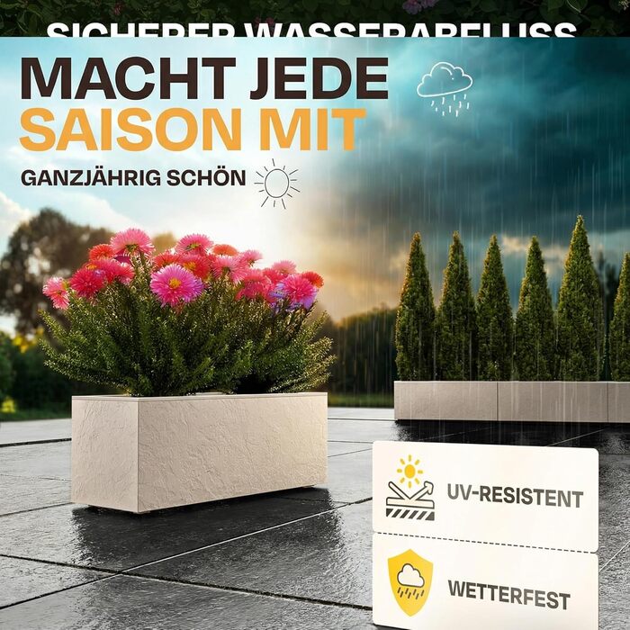 Плантажер Ondis24 Vulkan 57л, прямокутний, з водосховищем, для балкона та тераси