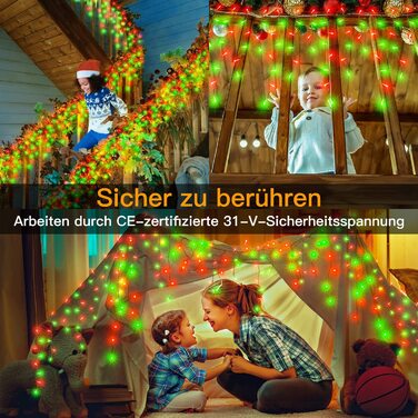 Вулична гірлянда для крижаного дощу, 12 м, 486 світлодіодів, 81 струна, вуличні Різдвяні ліхтарі IP44, водонепроникні, 8 режимів з дистанційним управлінням, таймер, Європейський штекер для альтанки, балкона (червоний і зелений)