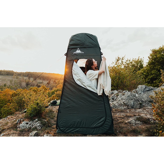 Намет Wanderfalke® XL Pop Up, роздягальня, туалет, душ 120x120x210 см для відпочинку на природі, кемпінгу, риболовлі, пляжу, з сумкою (Хвойний зелений)