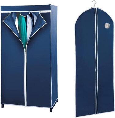 Повітряний шафа WENKO, зручний тканинний шафа для зберігання Текстилю без пилу, міцна металева рама, легка збірка, дихаючий нетканий матеріал, 75 х 150 х 50 см, темно-синій (середній)