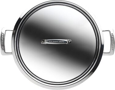 Сковорода Le Creuset з кришкою, 30 см, нержавіюча сталь, для всіх типів плит (індукція, духовка), срібна