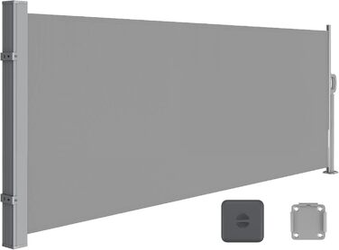 Сонцезахисна бічна маркіза SONGMICS 140x300 см, сталевий корпус, антикорозійна, висувна, щільна, для балкона, тераси, саду, світло-сіра