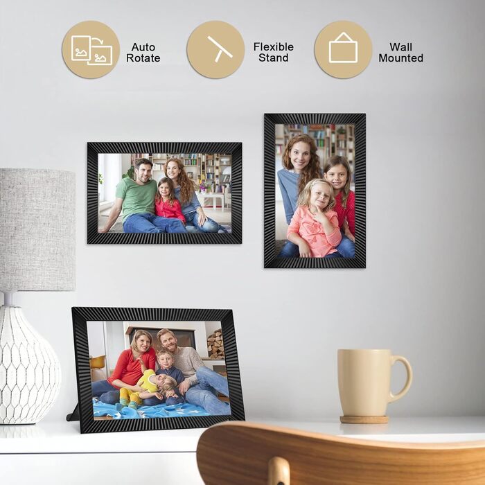 Цифровий фоторамка Frameo 10.1 дюймів з Wi-Fi, датчиком руху, 32GB пам'яті та сенсорним екраном