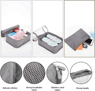 Набір органайзерів для валізи та подорожей, водонепроникні пакувальні куби для одягу, 12 шт, сірі